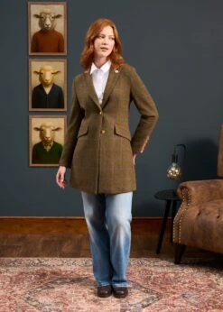 Combrook Ladies Mid-Thigh Coat In Willow - Regular Fit -Elegant Wear World Combrook Ladies Mid Thigh Coat Willow 4