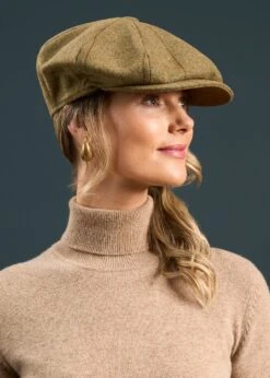 Combrook Ladies Tweed Country Cap In Grove -Elegant Wear World Combrook Ladies Tweed Country Cap Grove 1