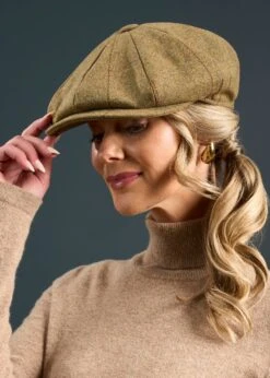 Combrook Ladies Tweed Country Cap In Grove -Elegant Wear World Combrook Ladies Tweed Country Cap Grove 2