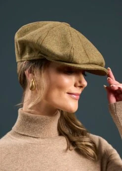 Combrook Ladies Tweed Country Cap In Grove -Elegant Wear World Combrook Ladies Tweed Country Cap Grove 3