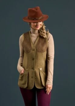 Combrook Ladies Tweed Shooting Waistcoat In Grove - Regular Fit -Elegant Wear World Combrook Ladies Tweed Shooting Waistcoat Grove 2