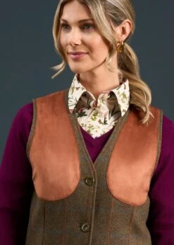 Combrook Ladies Tweed Shooting Waistcoat In Willow - Regular Fit -Elegant Wear World Combrook Ladies Tweed Shooting Waistcoat Willow 5