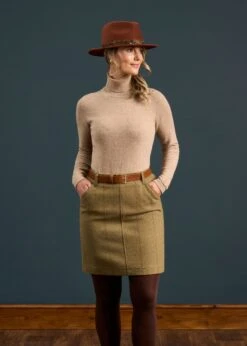Combrook Ladies Tweed Skirt 49cm In Grove 14 Combrook Ladies Tweed Skirt 49cm In Grove -Elegant Wear World Combrook Ladies Tweed Skirt Grove 2