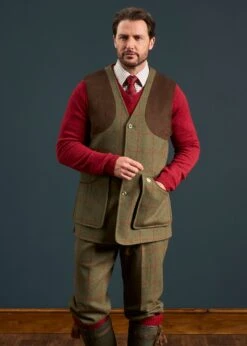 Combrook Men's Tweed Shooting Waistcoat In Reed - Shooting Fit -Elegant Wear World Combrook Men s Tweed Shooting Waistcoat Reed 1