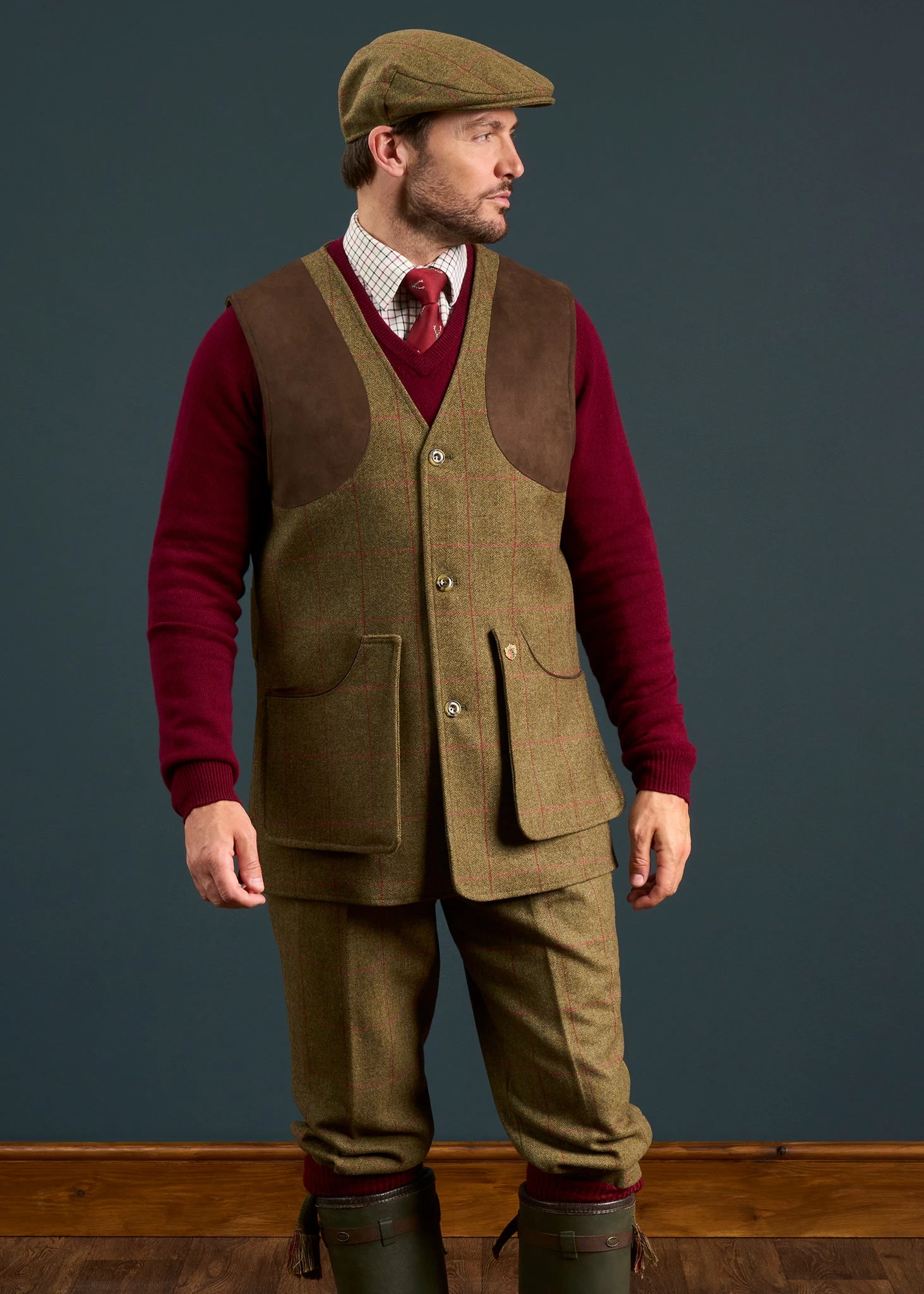 Combrook Men's Tweed Shooting Waistcoat In Sage - Shooting Fit 4 Combrook Men's Tweed Shooting Waistcoat In Sage - Shooting Fit - Image 4