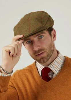 Combrook Men's Tweed Flat Cap In Sage -Elegant Wear World Combrook Mens Tweed Flat Cap Sage 4