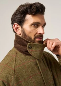 Combrook Men's Waterproof Tweed Coat In Sage - Regular Fit -Elegant Wear World Combrook Mens Tweed Shooting Coat Sage 2