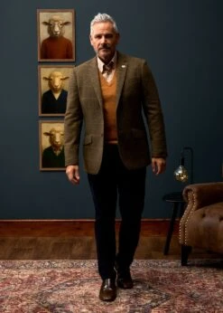 Combrook Men's Tweed Sports Blazer In Teak - Regular Fit -Elegant Wear World Combrook Mens Tweed Sports Blazer Teak 2