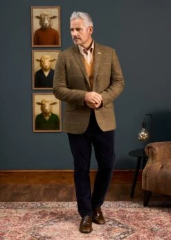 Combrook Men's Tweed Sports Blazer In Teak - Regular Fit -Elegant Wear World Combrook Mens Tweed Sports Blazer Teak 3