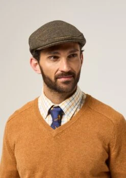 Combrook Men's Tweed Flat Cap In Teak -Elegant Wear World Combrook Tweed Flat Cap Teak