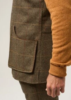 Combrook Men's Tweed Shooting Waistcoat In Teak - Shooting Fit -Elegant Wear World Combrook Tweed Shooting Waistcoat Teak 3