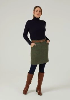 Combrook Ladies Tweed Skirt 49cm In Heath -Elegant Wear World Combrook Tweed Skirt Heath 1