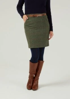 Combrook Ladies Tweed Skirt 49cm In Heath -Elegant Wear World Combrook Tweed Skirt Heath