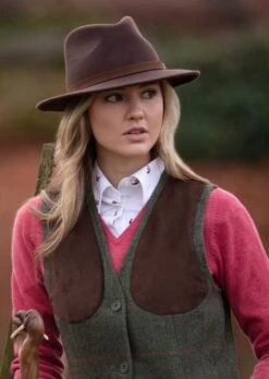 Combrook Ladies Tweed Shooting Waistcoat In Heath - Regular Fit -Elegant Wear World Combrook Womens Shooting Tweed Waistcoat Heath LH 2