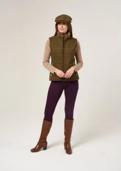Combrook Ladies Tweed Gilet In Hazel - Regular Fit -Elegant Wear World Combrook Womens Tweed Gilet Hazel 1