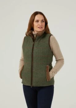 Combrook Ladies Tweed Gilet In Heath - Regular Fit -Elegant Wear World Combrook Womens Tweed Gilet Heath 1