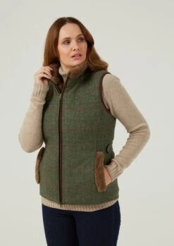 Combrook Ladies Tweed Gilet In Heath - Regular Fit -Elegant Wear World Combrook Womens Tweed Gilet Heath 3