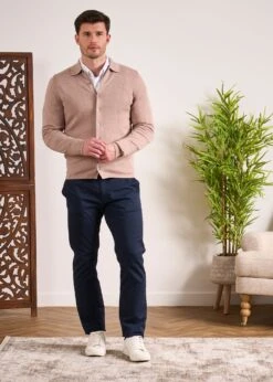 Medstead Men's Long Sleeve Shirt In Coffee -Elegant Wear World Cotton Cashmere Overshirt Coffee 3