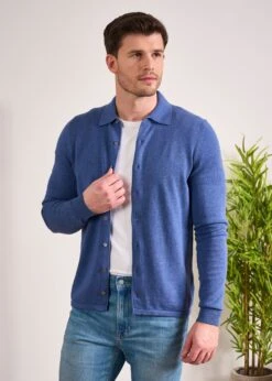 Medstead Men's Long Sleeve Shirt In Indigo -Elegant Wear World Cotton Cashmere Overshirt Indigo 1