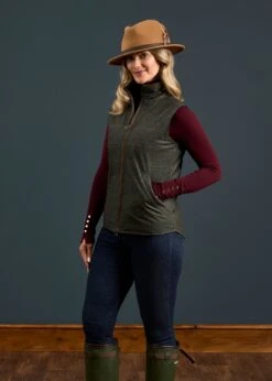 Didsmere Ladies Technical Tweed Gilet In Myrtle - Regular Fit -Elegant Wear World Dismere Ladies Technical Tweed Gilet Myrtle 2