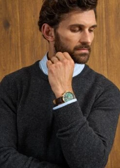 Dorset Men's Lambswool Jumper In Charcoal - Classic Fit -Elegant Wear World Dorset Mens Lambswool Jumper Charcoal 5