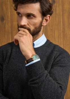 Dorset Men's Lambswool Jumper In Charcoal - Classic Fit -Elegant Wear World Dorset Mens Lambswool Jumper Charcoal 6