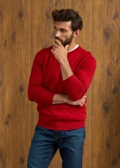 Dorset Men's Lambswool Jumper In Dubonnet - Classic Fit -Elegant Wear World Dorset Mens Lambswool Jumper Dubonnet 3