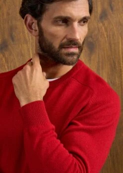 Dorset Men's Lambswool Jumper In Dubonnet - Classic Fit -Elegant Wear World Dorset Mens Lambswool Jumper Dubonnet 5