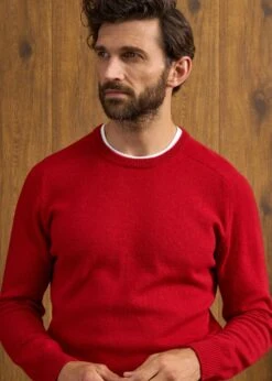 Dorset Men's Lambswool Jumper In Dubonnet - Classic Fit -Elegant Wear World Dorset Mens Lambswool Jumper Dubonnet 6