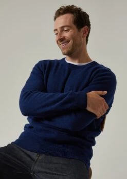 Dorset Men's Lambswool Jumper In Indigo - Classic Fit -Elegant Wear World Dorset mens lambswool jumper indigo 5 0f11e9a3 56da 43b3 b942 17e018309609
