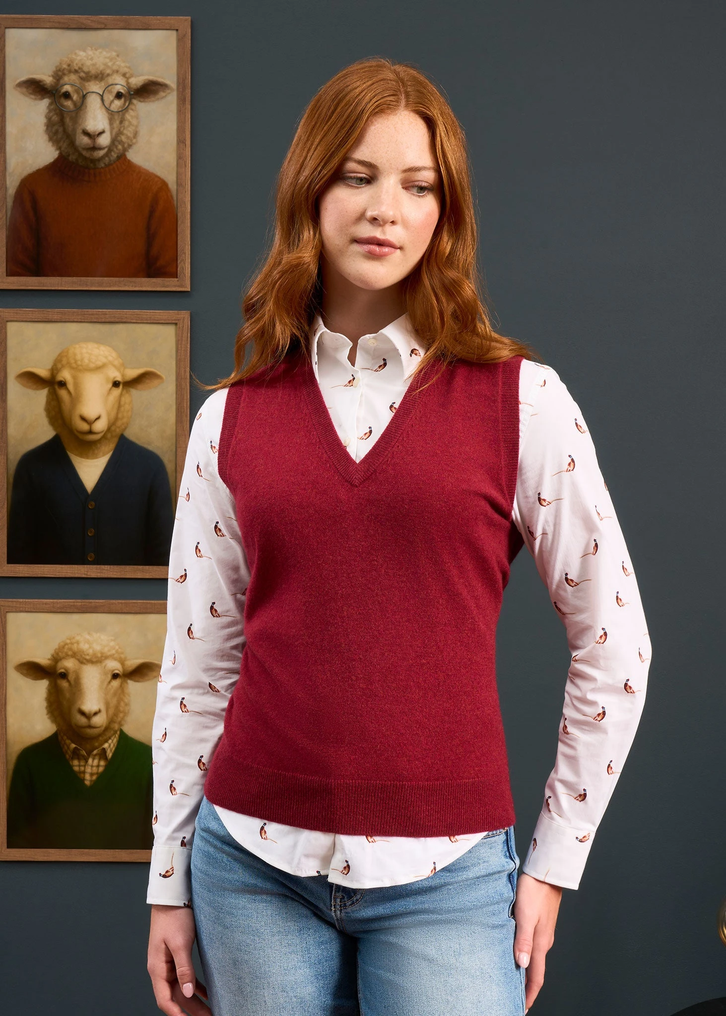 Erin Luxury Vee Neck Tank Top In Berry 2 Erin Luxury Vee Neck Tank Top In Berry - Image 2