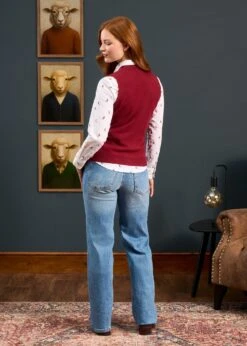 Erin Luxury Vee Neck Tank Top In Berry 7 Erin Luxury Vee Neck Tank Top In Berry -Elegant Wear World Erin Luxury Vee Neck Tank Top Berry 4