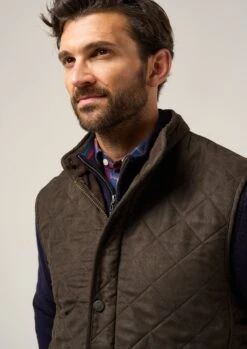 Felwell Men's Gilet In Olive - Regular Fit -Elegant Wear World Felwell Mens Quilted Gilet Olive 1