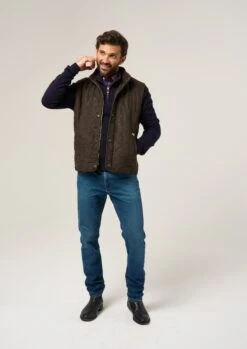 Felwell Men's Gilet In Olive - Regular Fit -Elegant Wear World Felwell Mens Quilted Gilet Olive 4