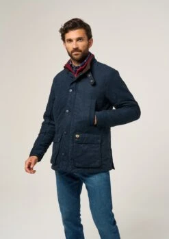 Felwell Men's Quilted Jacket In Dark Navy - Regular Fit -Elegant Wear World Felwell Mens Quilted Jacket Navy 3