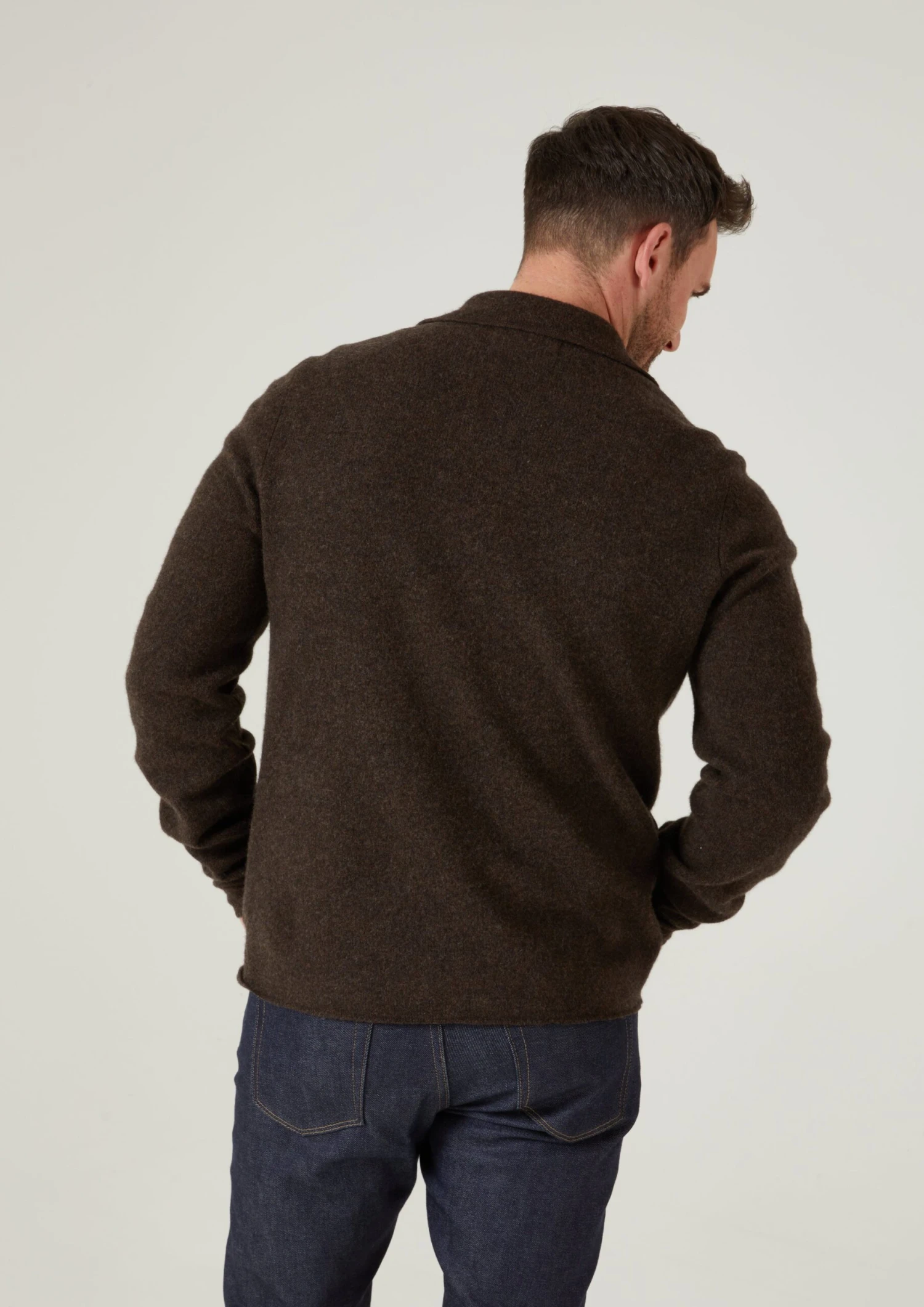 Ferndale Men's Knitted Lambswool Shirt In Cocoa - Regular Fit 3 Ferndale Men's Knitted Lambswool Shirt In Cocoa - Regular Fit - Image 3