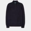 Cairns Geelong Wool 1/4 Zip Jumper In Dark Navy - Regular Fit -Elegant Wear World Geelong Half Zip jumper Navy