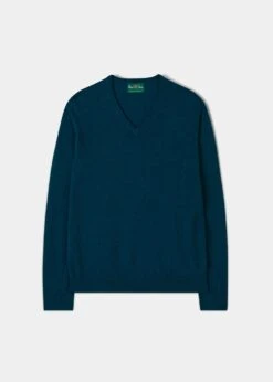 Haddington Cashmere Jumper In Bottle Blue - Regular Fit