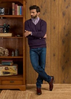 Hampshire Lambswool Jumper In Elderberry - Classic Fit -Elegant Wear World Hampshire Lambswool Jumper Elderberry 2