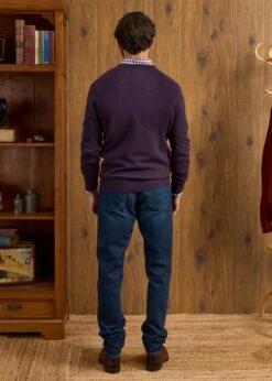 Hampshire Lambswool Jumper In Elderberry - Classic Fit -Elegant Wear World Hampshire Lambswool Jumper Elderberry 4
