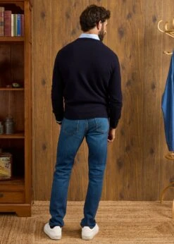 Hampshire Lambswool Jumper In Navy - Classic Fit -Elegant Wear World Hampshire Lambswool Jumper Navy 4