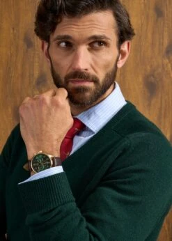 Hampshire Lambswool Jumper In Tartan Green - Classic Fit -Elegant Wear World Hampshire Lambswool Jumper Tartan Green 4