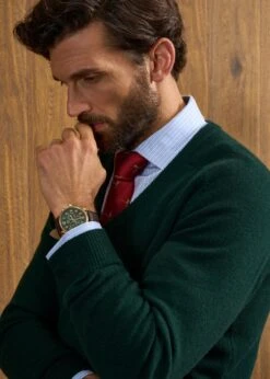 Hampshire Lambswool Jumper In Tartan Green - Classic Fit -Elegant Wear World Hampshire Lambswool Jumper Tartan Green 5