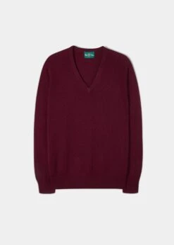 Hampshire Lambswool Jumper In Bordeaux - Classic Fit