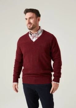 Hampshire Lambswool Jumper In Red Velvet - Classic Fit 6 Hampshire Lambswool Jumper In Red Velvet - Classic Fit -Elegant Wear World Hampshire Men s Lambswool Jumper In Classic Fit Red velvet 3