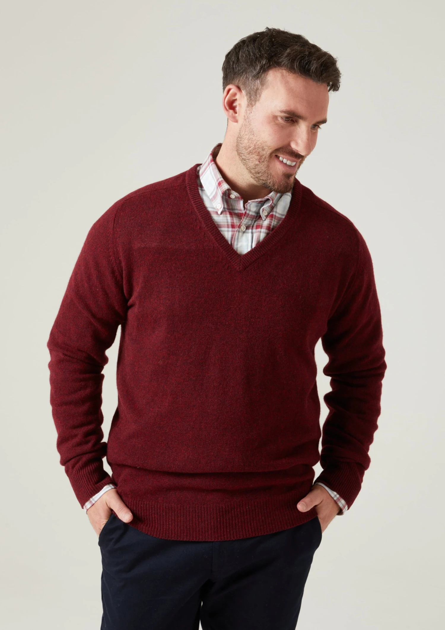 Hampshire Lambswool Jumper In Red Velvet - Classic Fit 4 Hampshire Lambswool Jumper In Red Velvet - Classic Fit - Image 4
