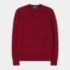 Hampshire Lambswool Jumper In Poppy - Classic Fit -Elegant Wear World Hampshire Mens Lambswool Vee Neck Jumper Poppy
