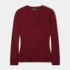 Isla Ladies Wool And Cashmere Vee Neck Jumper In Berry -Elegant Wear World ISLA LADIES INSET SLEEVE VEE NECK BERRY 01