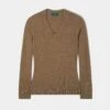 Isla Ladies Wool And Cashmere Vee Neck Jumper In Pecan -Elegant Wear World ISLA LADIES INSET SLEEVE VEE NECK PECAN 01