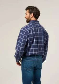 Ilkley Flannel Check Shirt In Blue - Shooting Fit -Elegant Wear World Ilkey Flannel Check Shirt Blue 2
